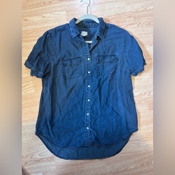 a new day Blue Casual Button Down Denim Shirt Relaxed Fit Size‎ Large - Picture 1 of 7